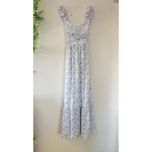 Altar'd State Floral Blue White Maxi Dress